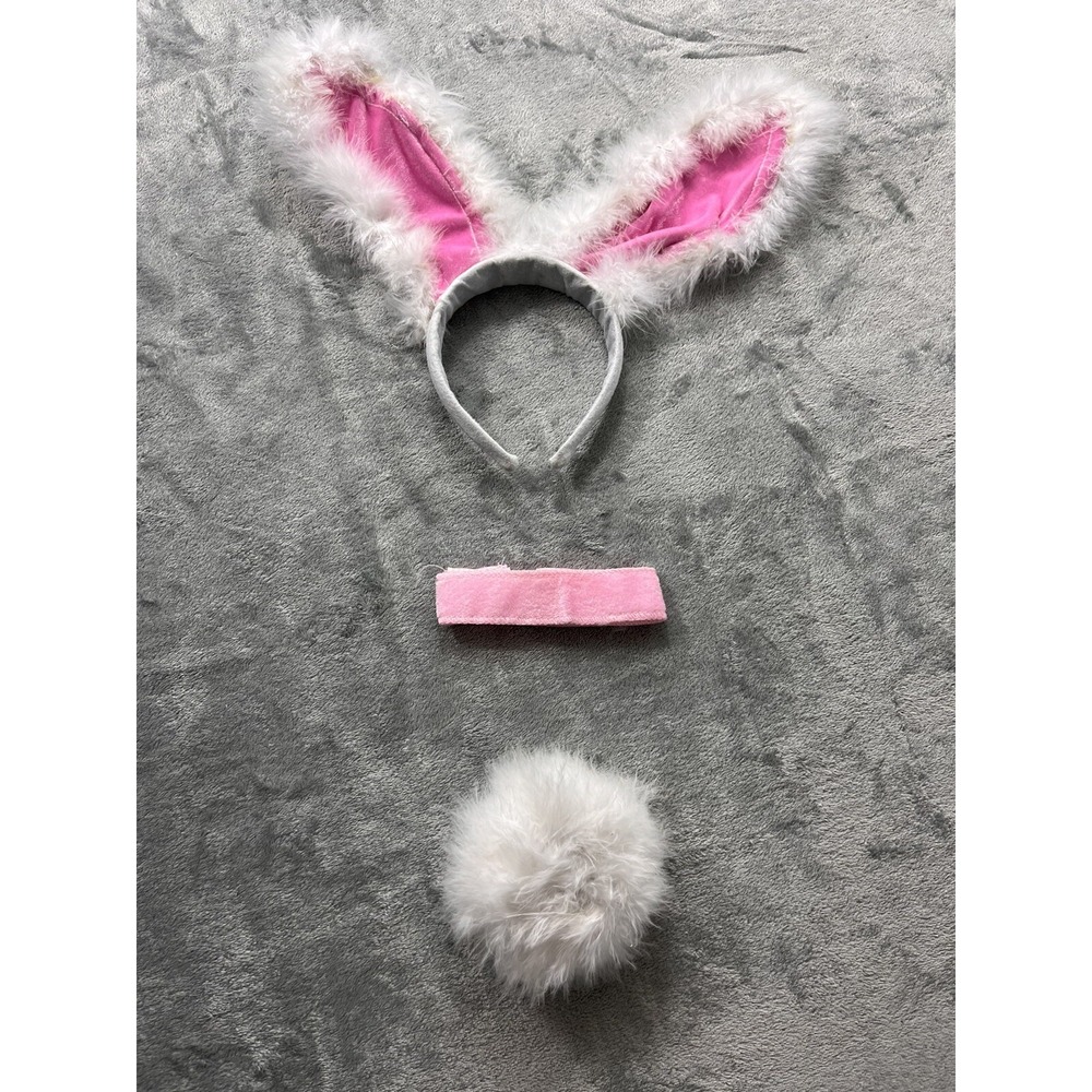 Regent Products Plush Bunny Costume Accessories Headband Tail Choker White Pink